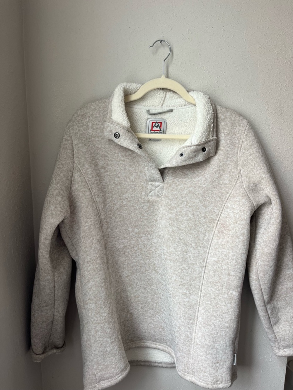 Avalanche Cream Sherpa-Lined Pullover Turtleneck